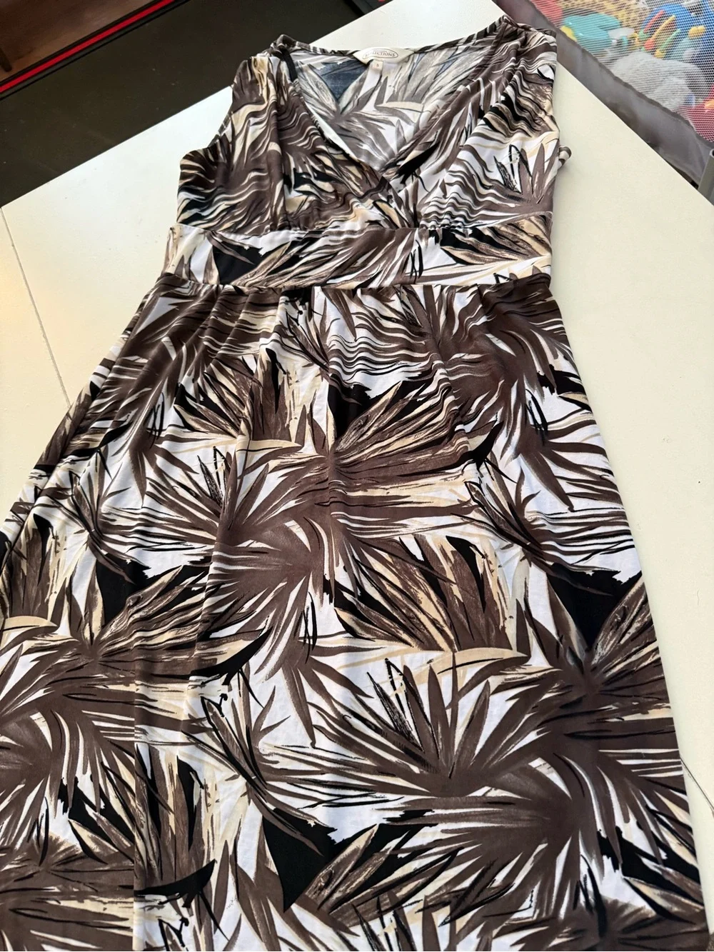 Northern Reflections Tropical Palm Maxi Sleeveless Dress Earthy Boho Vacation - Picture 3 of 6